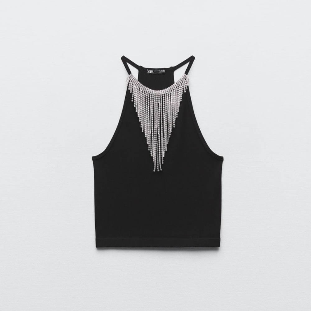 Brand new Zara rhinestone crop top